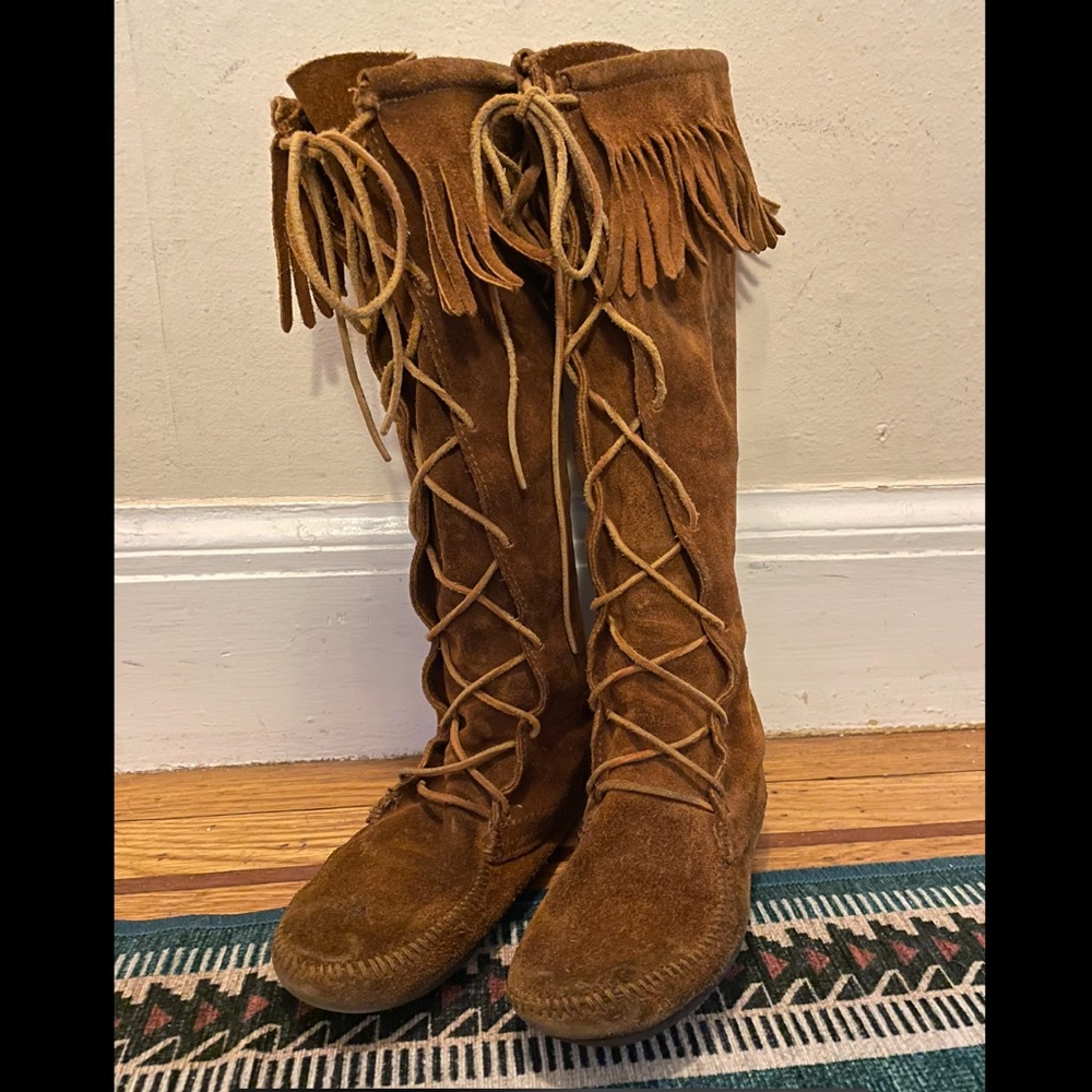 COPY - Minnetonka Front Lace Knee High Boot (Brown)
